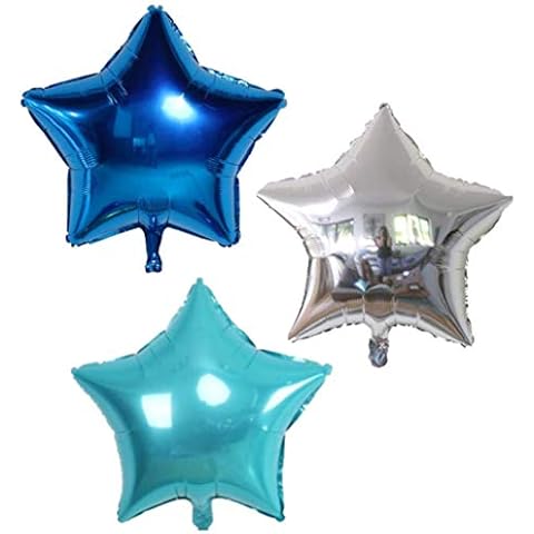 Blue Star Balloons 18" Helium Foil 12 Pcs Metallic Appearance Set | Birthday Party Balloons Royal Blue Light Blue Silver Star | Party Decorations for Baby Shower and Weddings by Vision E.D. Cover