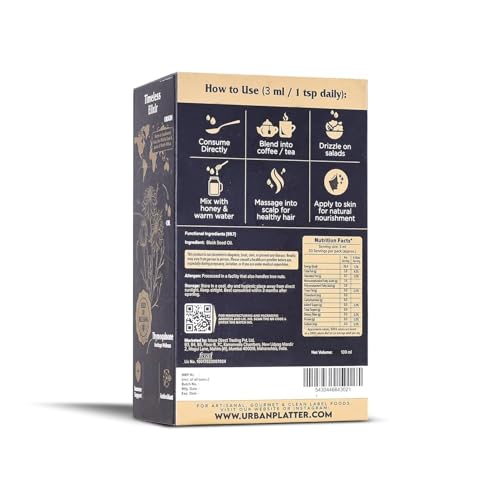 Image of Urban Platter Black Seed Oil, 100ml (Cold-Pressed, 2% Naturally Occurring TQ, Anti-Inflammatory, Consume daily for overall well being and vitality)