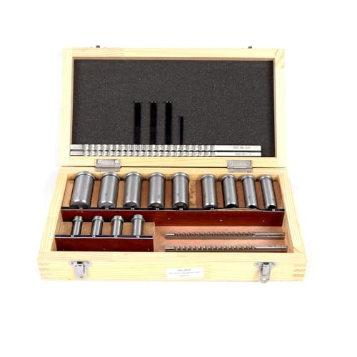 WUPYI Keyway Broach Set 22PCS HSS Keyway Cutting Tool for Lathe Industrial Tools,Includes 4 Broaches & 13 Bushings,with Wood Box