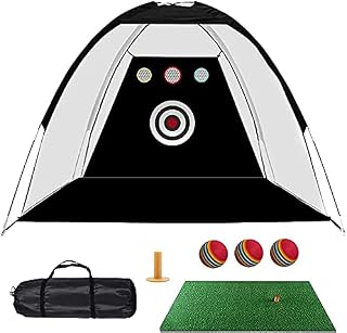 Golf Practice Net Golf Hitting Nets with Chipping Target Pockets,10 x 7ft Golf Training Aids Practice Net with Carry Bag for Kids Adult Indoor Outdoor Sports Game
