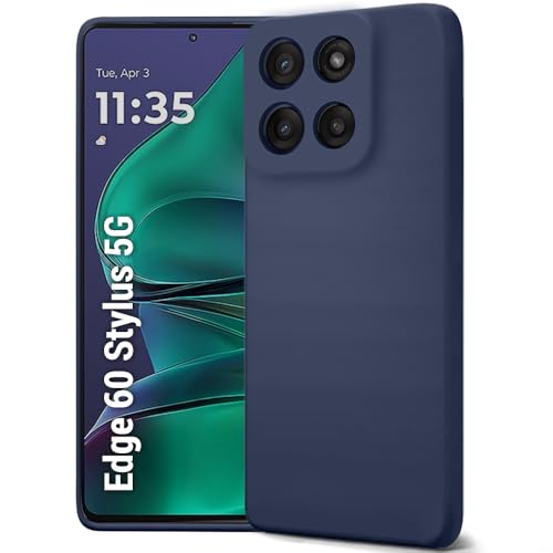 Image of TheGiftKart Liquid Silicone Back Cover Case for Motorola Moto Edge 60 Stylus 5G | Soft Micro-Fibre Lining Inside | Camera & Screen Protection | Shockproof Back Cover Case (Silicone, Blue)