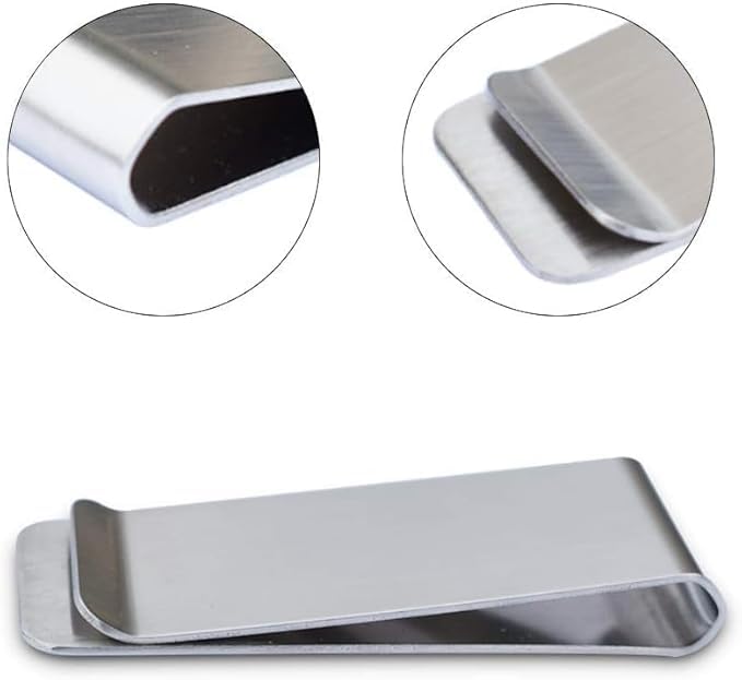 Small Money Clip for Men's Wallet, Stainless Steel Slim Cash Clip, Minimalist Credit Business Card Holder for Men's Front Pocket, Office Desk Organizer （2 Pack ）2