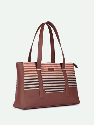 Image of ZOUK Handcrafted Vegan Leather Travel Tote Bag for Women with Multiple Compartments | Spacious Water-Resistant Shoulder Bag for Travel, Vacation, Day Trips |