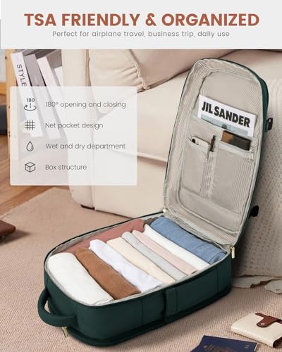 Image of LOVEVOOK Carry On Travel Backpack For Women Flight Approved, 40L Personal Item Travel Bag for Airplanes, Business Weekender Fit 17 Inch Laptop, Waterproof Overnight Daypack with 2 Cubes