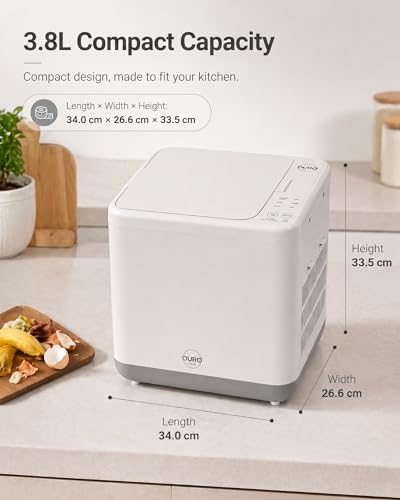 Image of OURONOVA Electric Kitchen Waste Processor with Auto Cleaning & Odourless Operation - 3.8 L Countertop Foodcycler for Easy Food Waste Recycling, Eco-Friendly Kitchen Solution