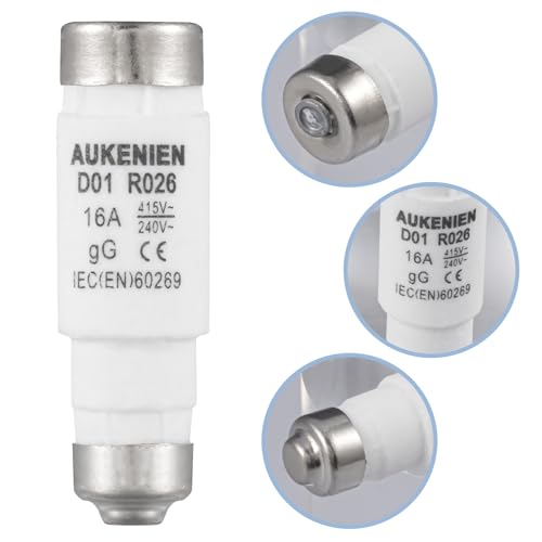 AUKENIEN Neozed Fuse 16A D01 E14 Spiral Ceramic Fuses 400V NEOZED Type 16 Amp 400VAC gL/gG for Cable and Line Protection(5Pieces) - Image 3