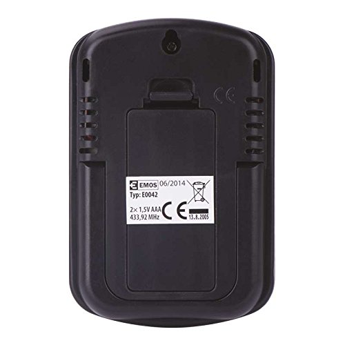 belakang view of EMOS E0042 main display unit showing battery compartment