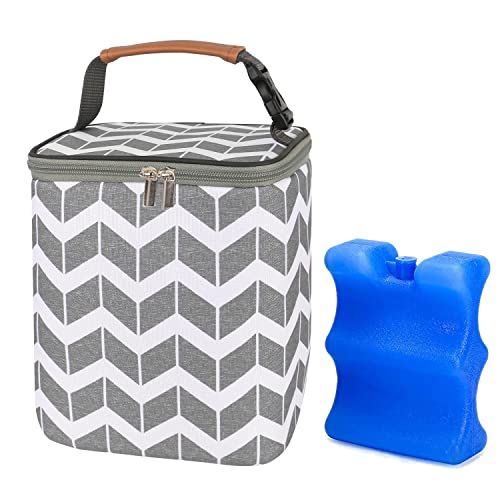Image of BABEYER BreastMilk Cooler Bag with Ice Pack Fits 4 Baby Bottles Up to 9 Ounce, Large Baby Bottle Bag Fits for Nursing Mom Daycare