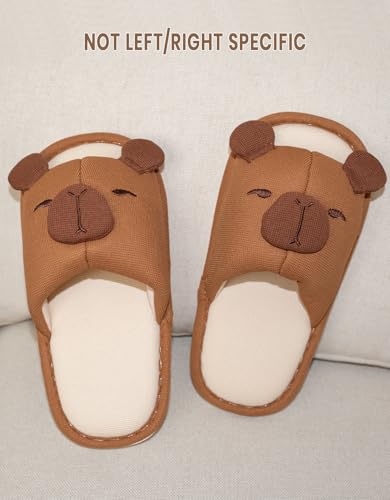 Cute Capybara Slippers for Women Men Indoor, Cartoon Animal House Slippers,Comfortable Cotton Linen Bedroom Kawaii Capybara Shoes2
