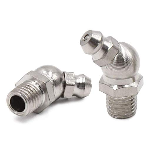 Image of COMOK 20Pcs Hydraulic Grease Fitting SAE Standard, 45-Degree Angled Zerk Set, Silver Tone (M8)