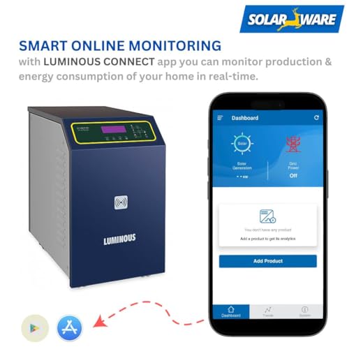 Image of Luminous Solarverter PRO 5KVA / 48V MPPT Solar Inverter for Home, Office, and Shops (2-Year Warranty, Blue); with WiFi Remote Monitoring Device