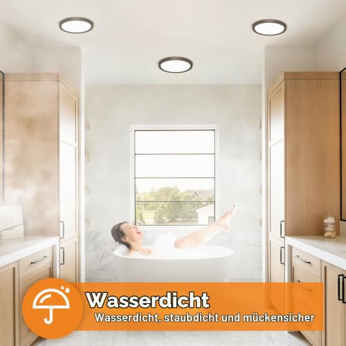 slochi 3Farben LED Deckenleuchte Flach, Ø18cm 15W 1500LM Deckenlampe – Ansicht 5