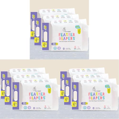 Image of R for Rabbit XS New born Premium Feather Diaper nb Taped Style for Baby 0 to 5 kgs, 66 Count (22 Count, Pack Of 9)