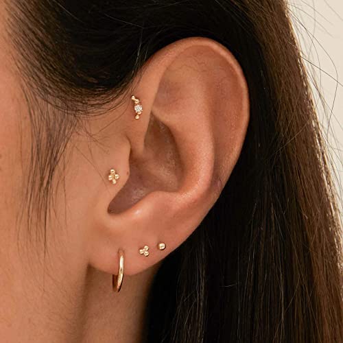 KISSPAT 6 Pairs Small Gold Stud Earrings Set for Women Hypoallergenic Sterling Silver post Tiny Stud Earrings Multiple Pack4