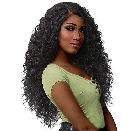 Perruque Afro Femme Naturelle Ondulé Bouclée Cheveux Latéraux ÉLégant Charmant Lace Wig SynthéTique Résistant à La Chaleur Carnaval Rock Disco