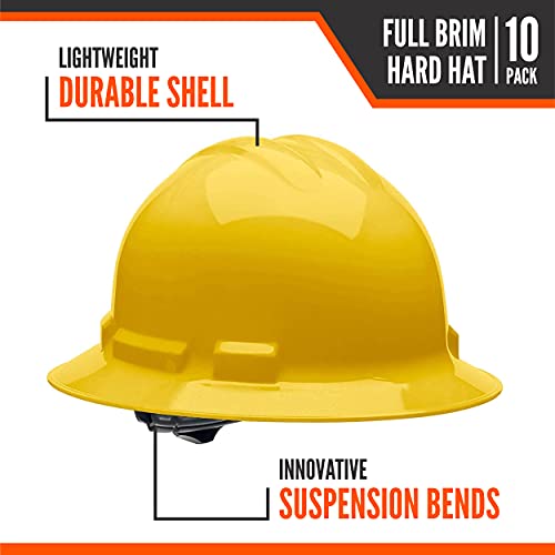 Malta Dynamics Made In Us Full Brim Hard Hat, Osha/Ansi Compliant, Yellow #TOP2