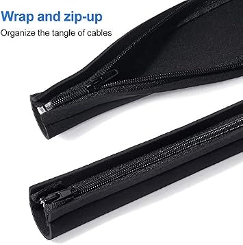 [6 Pack] JOTO Cable Management Sleeve Cord Management System for TV/Computer/Home Entertainment, 19-20 Inch Flexible Cable Sleeve Packaging Cover Organizer - Black, JT-08362256