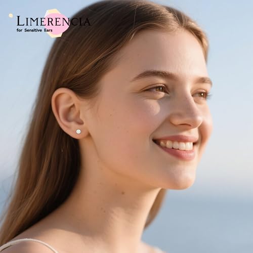 limerencia 20G Titanium Flatback Earrings for Sensitive Ears, G23 Hypoallergenic Titanium Simulated Opal Post Screw Back on Earrings for Cartilage Helix Tragus4