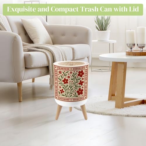 Caneca de basura redonda 7L con tapa y patas miniatura 2