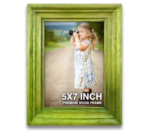 Image of Photo Frame 5x7 inch | Frames for Wall Decoration | mini Frames | Green Wooden Frame for Wall | Stylish Home and Office Decor, Best Gift for Friends (5x7 inch, Green)