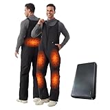 Quolia Men's Heated Overalls, Winter Waterproof Insulated Bibs, Electric Thermal Snow Pants with Battery for Ski, Working, Hunting (Grey, L)