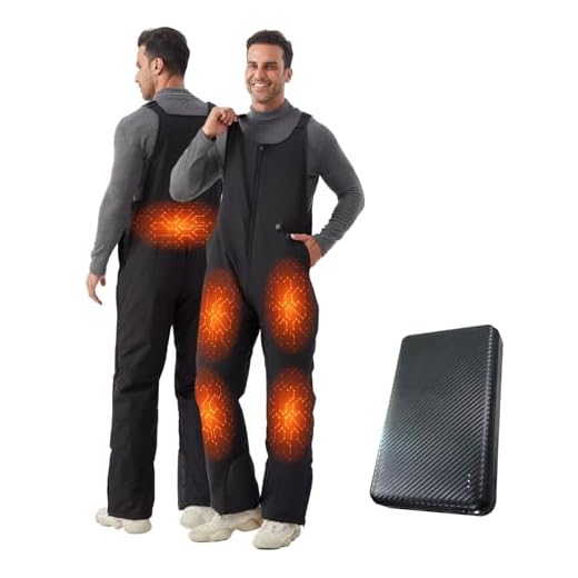 Quolia Men's Heated Overalls, Winter Waterproof Insulated Bibs, Electric Thermal Snow Pants with Battery for Ski, Working, Hunting (Grey, L)