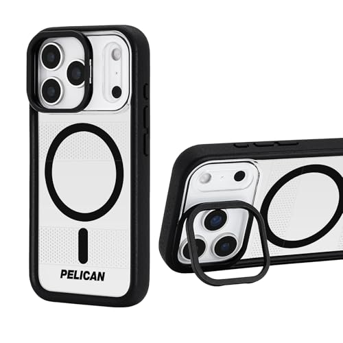 Image of Pelican Protector iPhone 17 Pro Case with Camera Stand - Clear | Compatible with MagSafe Rugged Phone Case with 16ft Military-Grade Drop Protection -Heavy Duty Phone Cover for iPhone 17 Pro