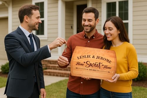 Tabla de Cortar Personalizada 'Home Sweet Home' – Tabla de Madera Grabada a Medida – Regalo para Mudanza, Nuevo Hogar, Cierre Inmobiliario, Boda, Aniversario, Navidad o Fiesta de Despedida de Soltera miniatura 4