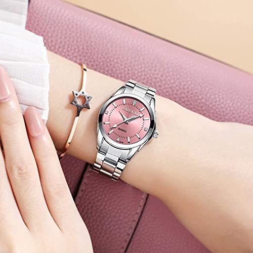 Elegant Women's Luminous Quartz Watch - Silver Stainless Steel Dress Timepiece with Waterproof Feature - Image 2