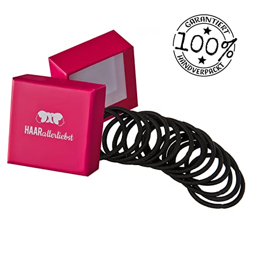 HAARallerliebst® Pack of 20 Thick Hair Bobbles Colour Black, 4.5 mm Thick, Metal-Free Braid Elastics for Women Girls & Men - Image 4
