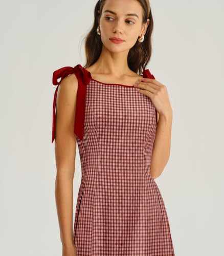 Image of RIHOAS Women's Plaid Gingham Dress Casual Summer Midi Dresses for Women