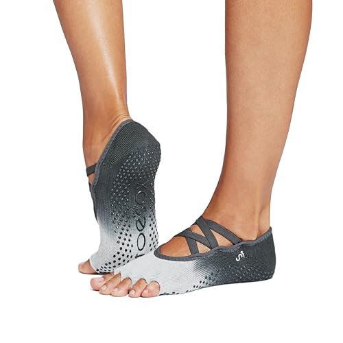 Image of toesox Elle Half Toe Grip Socks - Non-Slip Grip Sole for Yoga, Pilates, Gym - Non Skid Open Toe Socks for Women