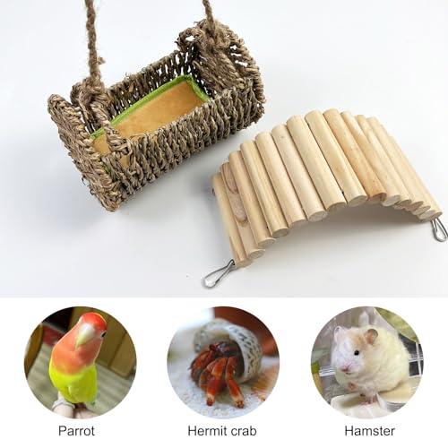 Image of Rainmae Hideout or Climbing Toy for Small Breeds, Wood Pet Activity Structure for Hermit Crab, Hamsters, Rats, Birds, Guinea Pig, Gerbil, Ferret