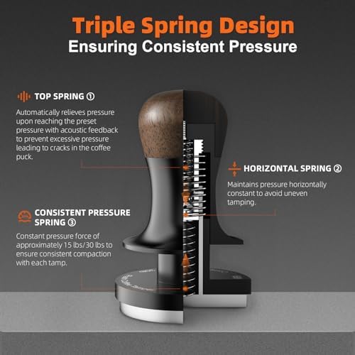 MHW-3BOMBER 45.5mm Espresso Tamper - 3 Spring Loaded Coffee Tamper with Sound Feedback - Barista Calibrated Tamper with 15lb / 30lbs Replacement Springs - Compatible for Flair Pro and Pro 2 T7070F-OS - Thumbnail 3