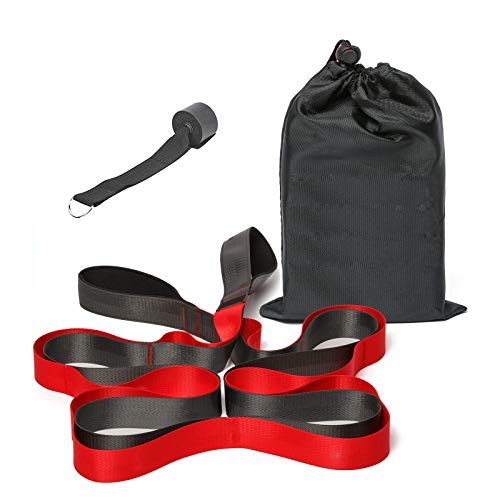 Yoga-Gürtel mit Schlaufen an der Tür, 12 Umdrehungen, dehnbar, für Yoga, Fitness, Pilates, Gymnastik, nicht elastisch Cover