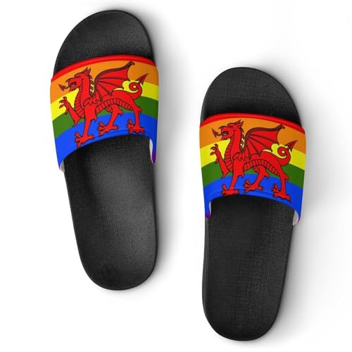 Wales Flag Rainbow House Sandals Slip On Bathroom Slippers Beach Summer Shoes for Men Women