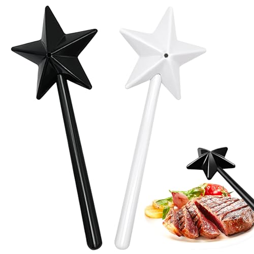 Juego de 2 saleros y pimenteros mágicos con diseño de estrellas, rellenables con agujeros, para cocina y mesa