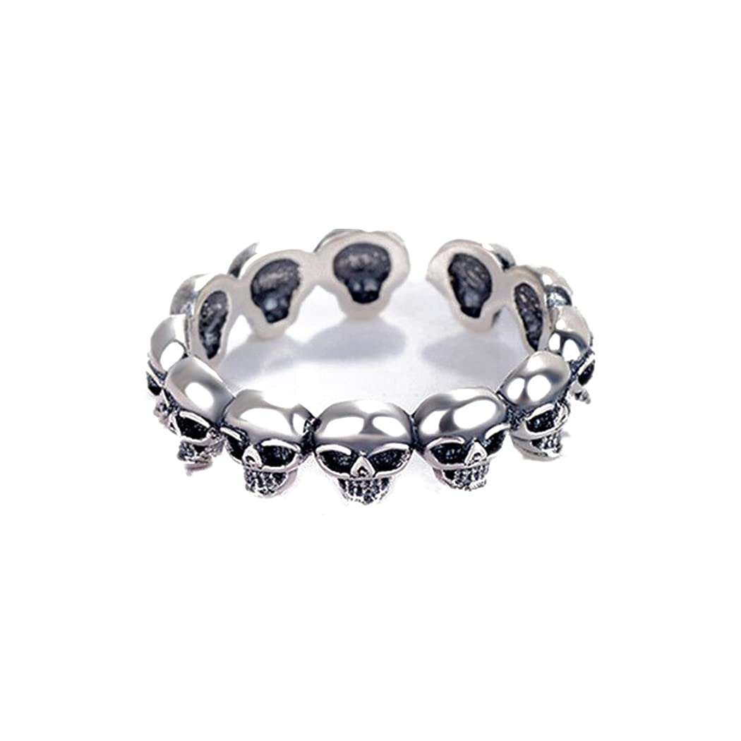 CheredaAnillo de calavera con cabeza de fantasma dominante de moda para mujer, estilo vintage, de acero inoxidable, punk motorista fantasma, joyería abierta ajustable