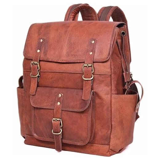 Vintage 17-inch Leather Laptop Backpack
