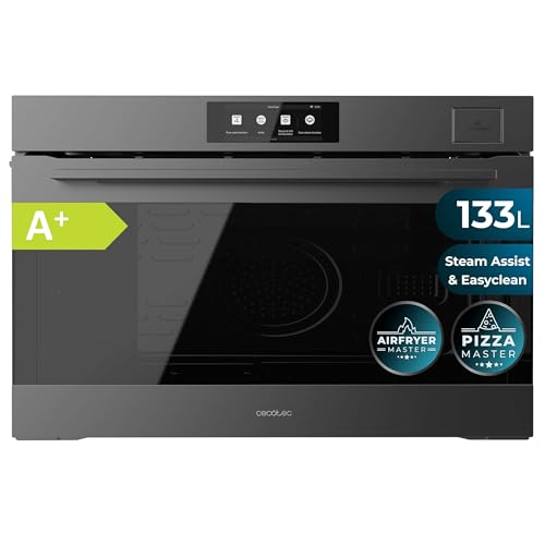 Cecotec Horno Integrable 133L Bolero Hexa S609000 Matt TFT A+. 3800W, Pantalla Táctil 6,8', 11 Funciones, Freidora de Aire, Vapor, Piedra para Pizza XXL, 5 Posiciones de Bandejas