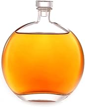 FEMUN whiskey bottle, liquor bottles, glass bottles with cork, flat round glass wine bottles, 500ml thicker sealed wine bottles, homemade wine bottles, suitable for fruit wine, whiskey, etc.