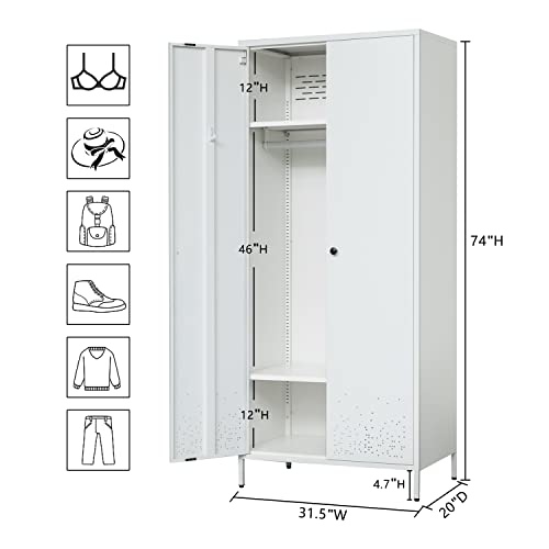 Cjf Storage Cabinet, Metal Wardrobe Armoire Closet With Hanging Rod For Bedroom, Laundry Room(White) #TOP2