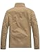 WenVen Men's Spring Fashion Casual Washed Cotton Jacket (Khaki, Large)