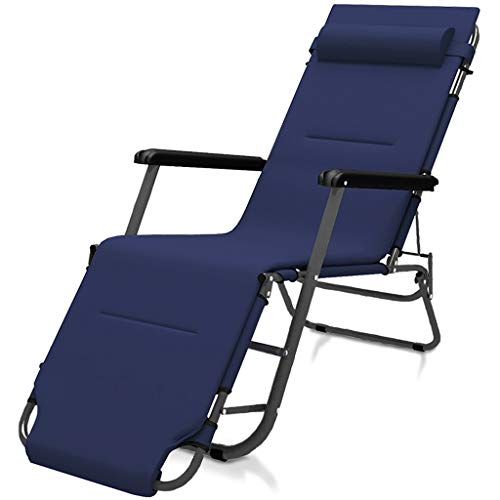 Erik Xian Folding Sun Lounger Beach Chair Garden Reclining Cot Camping Hiking Recliner Adjustable Back (Color : Blue)