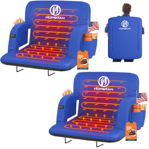 HOPERAN 25in Heated Stadium Seats for Bleachers, Dual Control, 2 PCS, Blue