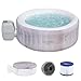 Bestway SaluSpa Cancun AirJet 2 to 4 Person Inflatable Hot Tub, 71 x 26 Inch Round Portable Outdoor Spa with 120 Soothing Jets and Cover, Gray