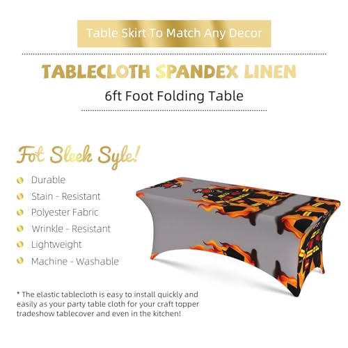 Housse de table rectangulaire extensible élasthanne imprimé pompier - 6