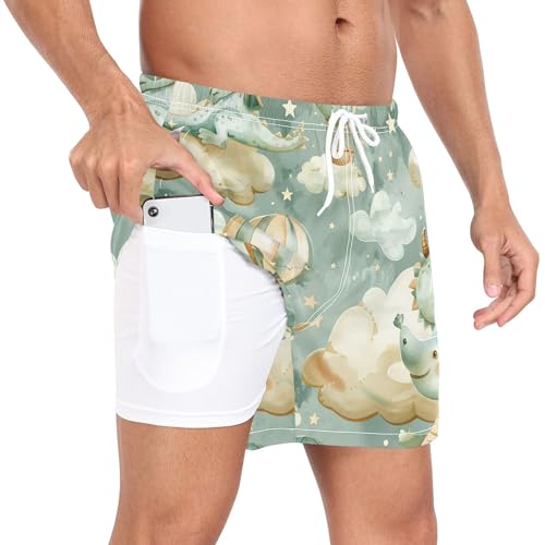 xigua Watercolor Dragons Mens Swim Trunks with Liner, 5 inch Quick Dry Mens Boardshorts for Beach2