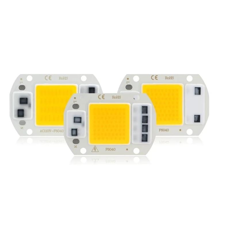 CIR: >85 LIGHBIB Chip LED COB 10W 20W 30W 50W 220V Smart IC Nessun Driver Necessario Per Faretti Luce Di Inondazione Illuminazione Fai Da Te,Bianco Caldo,10 W 3 Pezzi