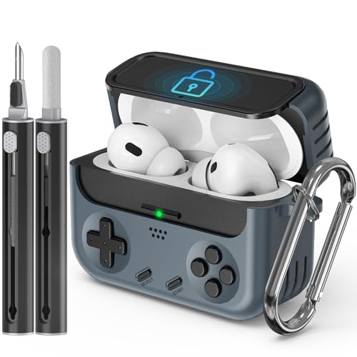 Inesore for Airpods Pro 2nd Generation Case Cover with Cleaner Kit,with Lock for Airpods Pro Case Cover,Classic Cool Funny Game Console Hard Air Pod Pro Case for Men Boy(Black)